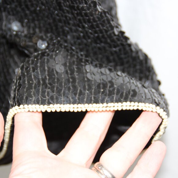 Vtg 80s  Jean for Joseph Le Bon Silk Sequined Maxi Dress Heavily Beaded Large - Picture 6 of 9